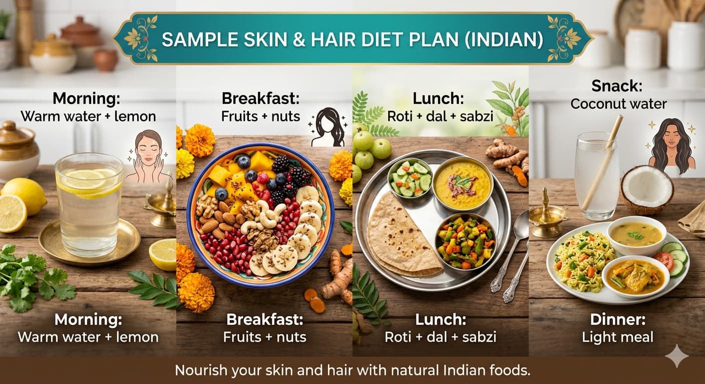 Sample Skin & Hair Diet Plan (Indian)