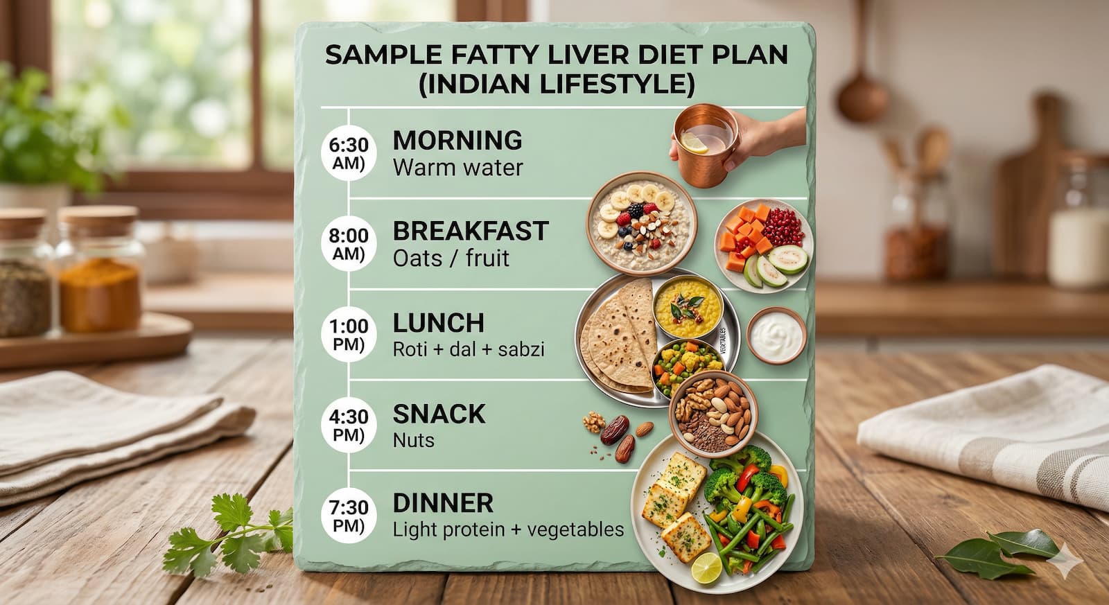Sample Fatty Liver Diet Plan (Indian Lifestyle)